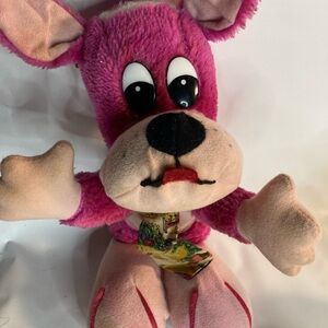 Ace novelty pink dog plush vintage stuffed animal 
Color bleed marks as is